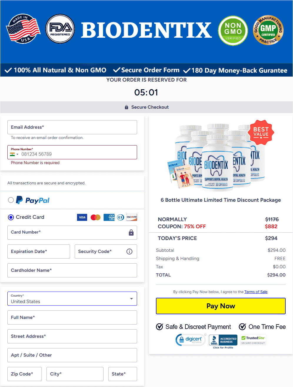 biodentix checkout page